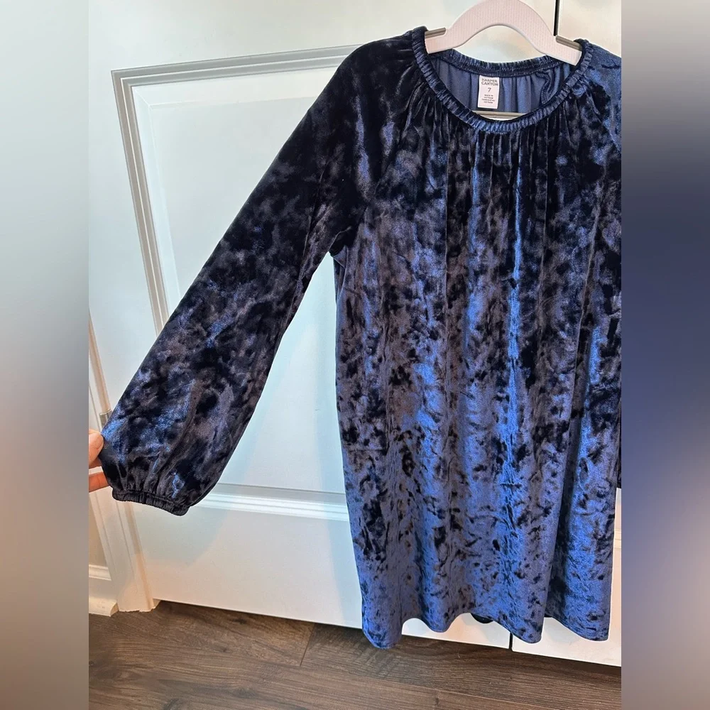 Harper Canyon Girls Blue Velvet Dress (Size 7)